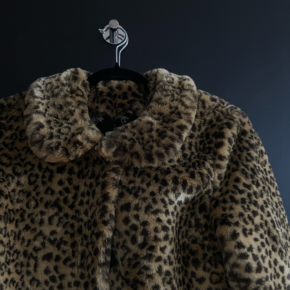 HVN Faux Fur Leopard Coat